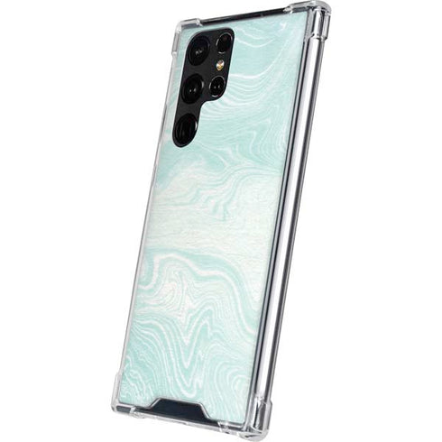 Marbleized Mint Galaxy S22 Ultra Clear Case