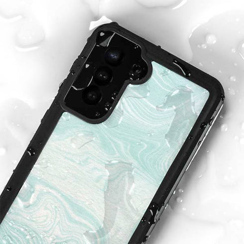 Marbleized Mint Galaxy S23 Plus Waterproof Case