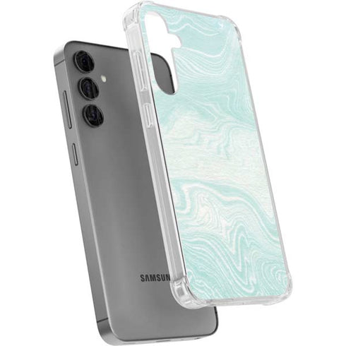 Marbleized Mint Galaxy S24 Plus Clear Case