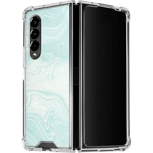 Marbleized Mint Galaxy Z Fold4 5G Clear Case