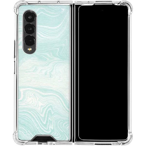 Marbleized Mint Galaxy Z Fold4 5G Clear Case