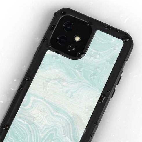 Marbleized Mint iPhone 12 Mini Waterproof Case