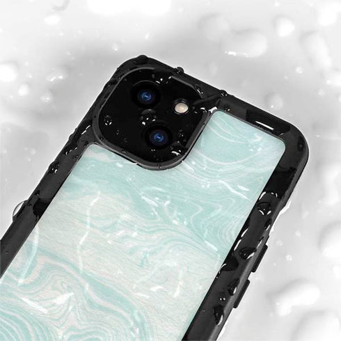 Marbleized Mint iPhone 13 Mini Waterproof Case