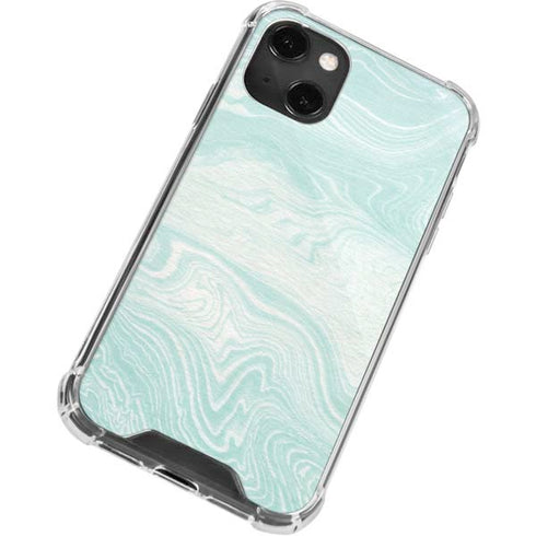 Marbleized Mint iPhone 14 Plus Clear Case