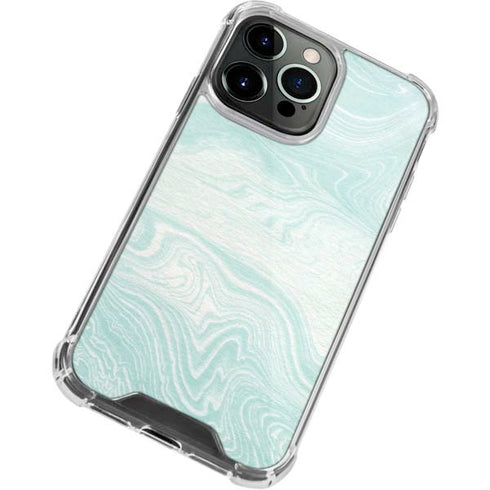 Marbleized Mint iPhone 14 Pro Max Clear Case