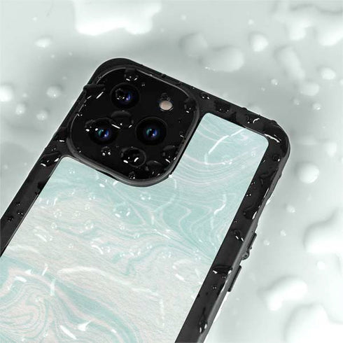 Marbleized Mint iPhone 14 Pro Max Waterproof Case