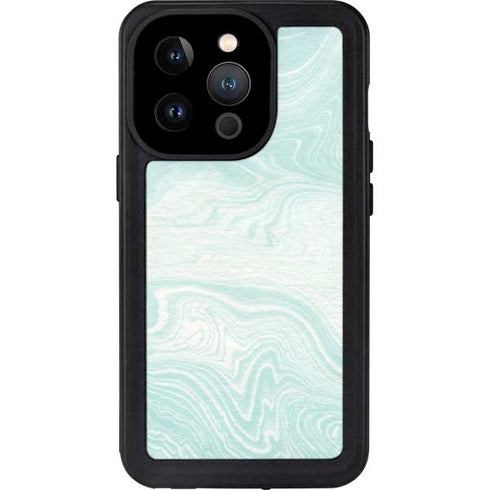 Marbleized Mint iPhone 14 Pro Waterproof Case