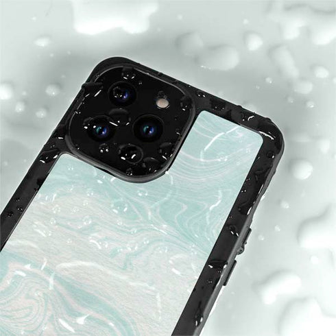 Marbleized Mint iPhone 14 Pro Waterproof Case