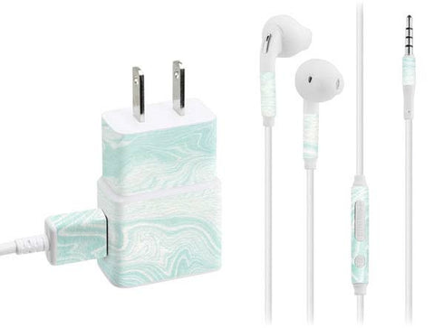 Marbleized Mint Phone Charger Skin