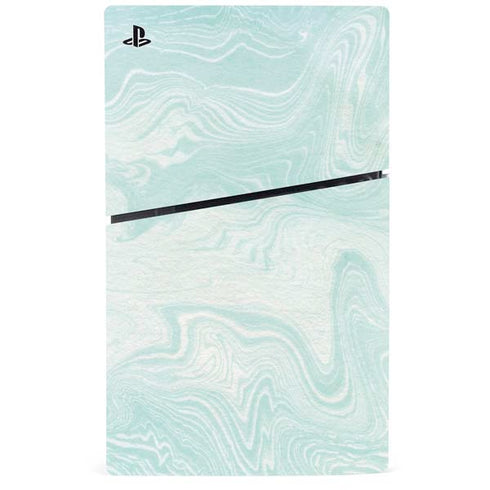 Marbleized Mint PS5 Slim Disk Bundle Skin