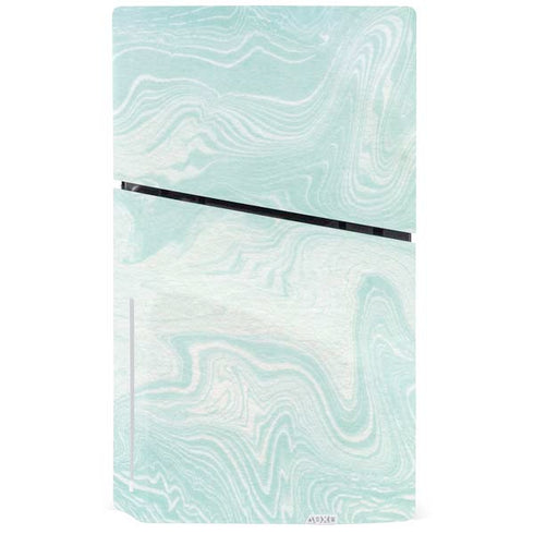 Marbleized Mint PS5 Slim Disk Bundle Skin