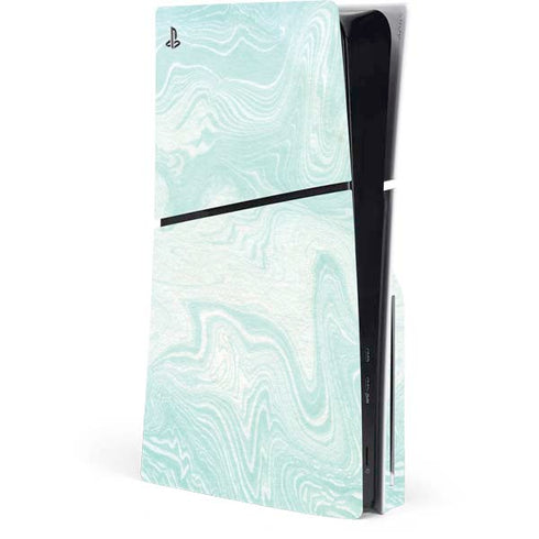 Marbleized Mint PS5 Slim Disk Console Skin