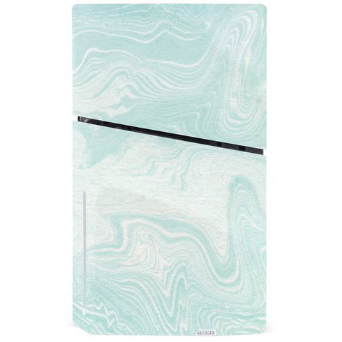 Marbleized Mint PS5 Slim Disk Console Skin