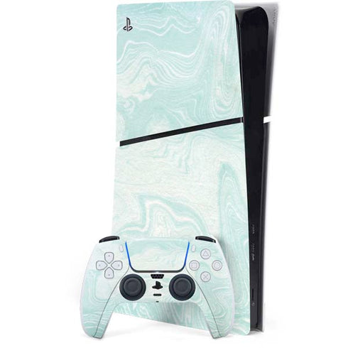 Marbleized Mint PS5 Slim Digital Edition Bundle Skin