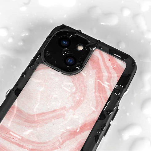 Marbleized Pink iPhone 13 Mini Waterproof Case