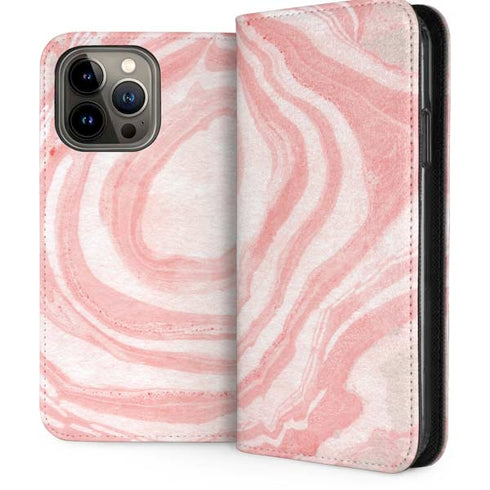 Marbleized Pink iPhone 14 Pro Max Folio Case