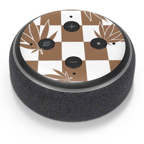 Marijuana Brown Checkered Amazon Echo Dot Skin