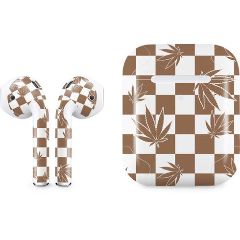 Marijuana Brown Checkered Apple AirPods 2 Skin
