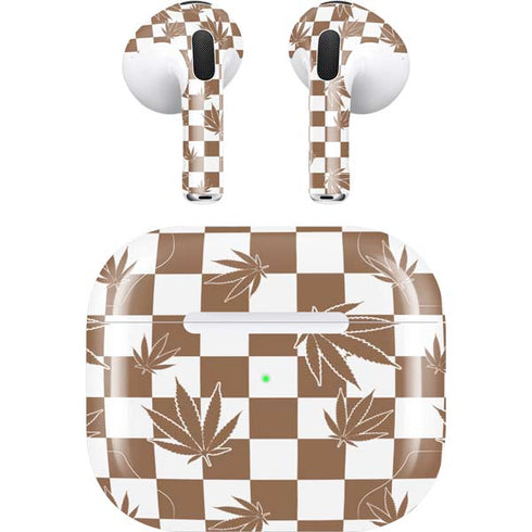 Marijuana Brown Checkered Apple AirPods (3rd Gen 2021) Skin