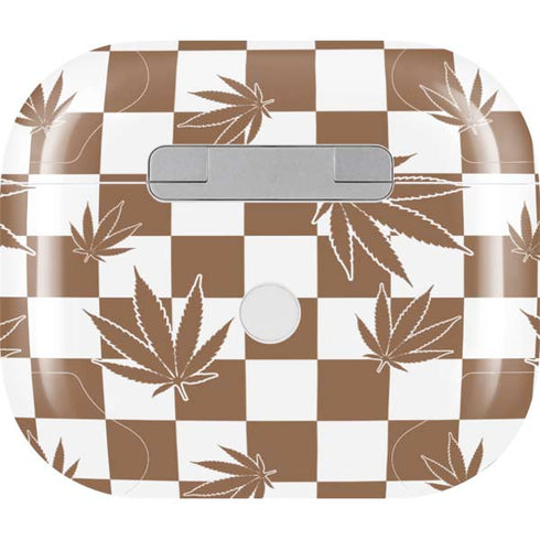 Marijuana Brown Checkered Apple AirPods (3rd Gen 2021) Skin