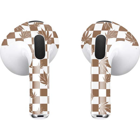 Marijuana Brown Checkered Apple AirPods (3rd Gen 2021) Skin