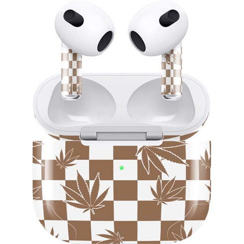 Marijuana Brown Checkered Apple AirPods (3rd Gen 2021) Skin
