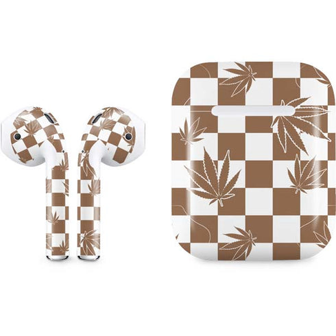 Marijuana Brown Checkered Apple AirPods Skin