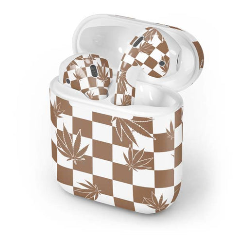Marijuana Brown Checkered Apple AirPods Skin
