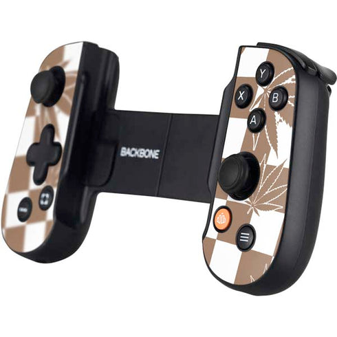 Marijuana Brown Checkered Backbone One for iPhone Game Controller Skin