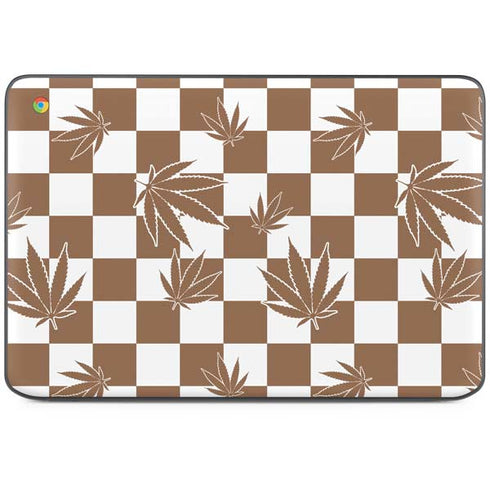 Marijuana Brown Checkered HP Chromebook Skin