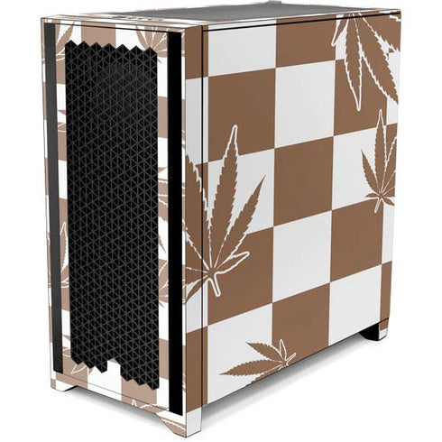 Marijuana Brown Checkered Corsair 4000D Tempered Glass Mid-Tower ATX Case Skin