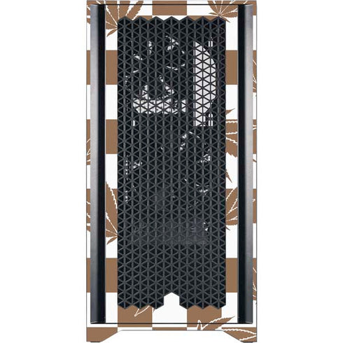 Marijuana Brown Checkered Corsair 4000D Tempered Glass Mid-Tower ATX Case Skin