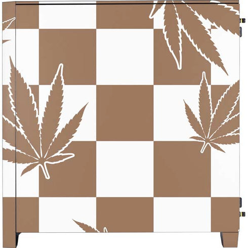 Marijuana Brown Checkered Corsair 4000D Tempered Glass Mid-Tower ATX Case Skin