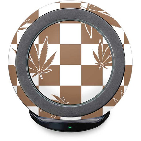 Marijuana Brown Checkered Fast Charge Wireless Charging Stand Skin