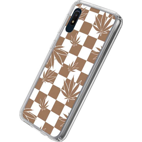 Marijuana Brown Checkered Galaxy A10e Clear Case