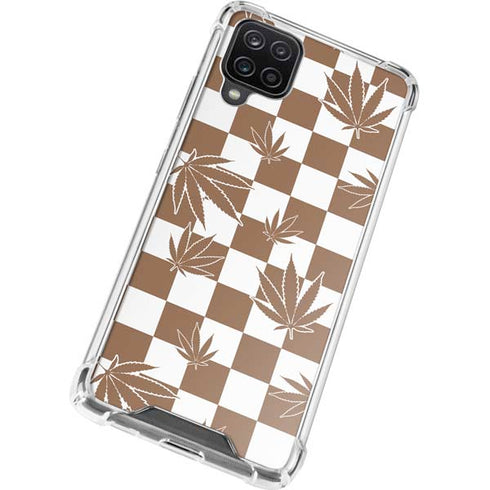 Marijuana Brown Checkered Galaxy A12 Clear Case