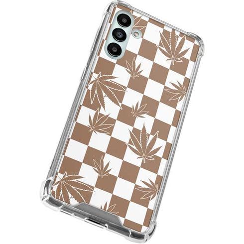 Marijuana Brown Checkered Galaxy A13 5G Clear Case