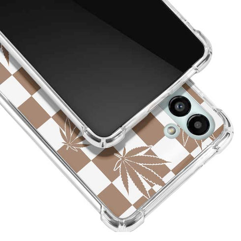 Marijuana Brown Checkered Galaxy A13 5G Clear Case