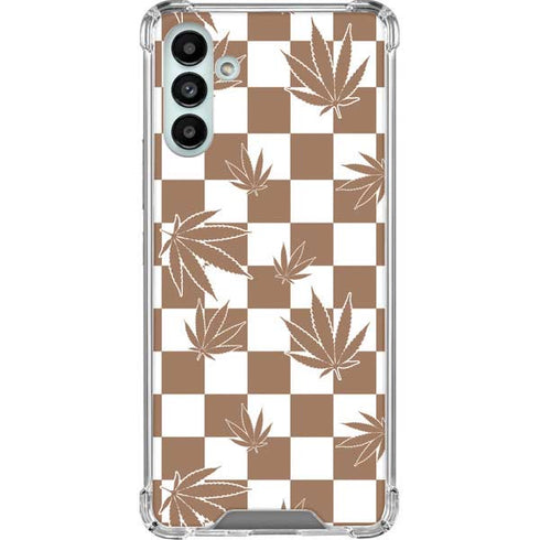 Marijuana Brown Checkered Galaxy A13 5G Clear Case