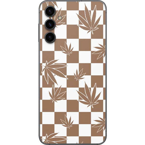 Marijuana Brown Checkered Galaxy A14 5G Skin