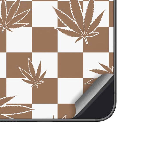 Marijuana Brown Checkered Galaxy A14 5G Skin
