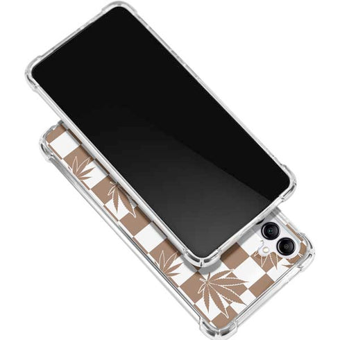 Marijuana Brown Checkered Galaxy A15 5G Clear Case