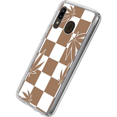Marijuana Brown Checkered Galaxy A20 Clear Case