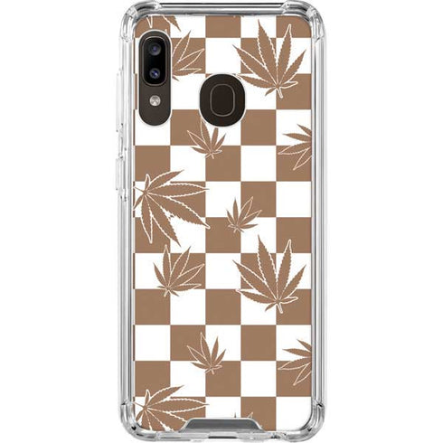 Marijuana Brown Checkered Galaxy A30 Clear Case