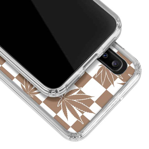 Marijuana Brown Checkered Galaxy A30 Clear Case