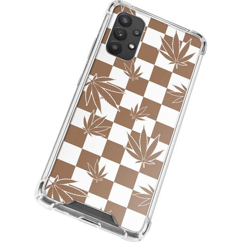 Marijuana Brown Checkered Galaxy A32 5G Clear Case