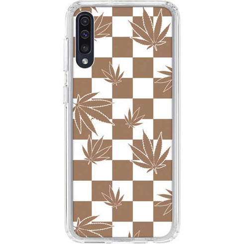 Marijuana Brown Checkered Galaxy A50 Clear Case