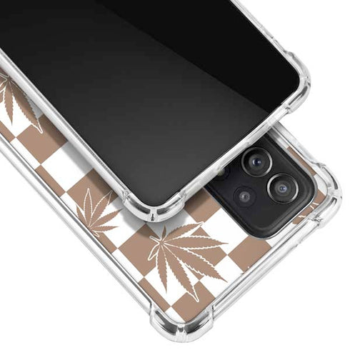 Marijuana Brown Checkered Galaxy A52 5G Clear Case