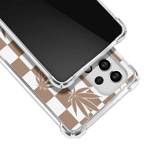 Marijuana Brown Checkered Galaxy A53 5G Clear Case