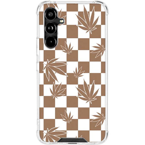 Marijuana Brown Checkered Galaxy A54 5G Clear Case